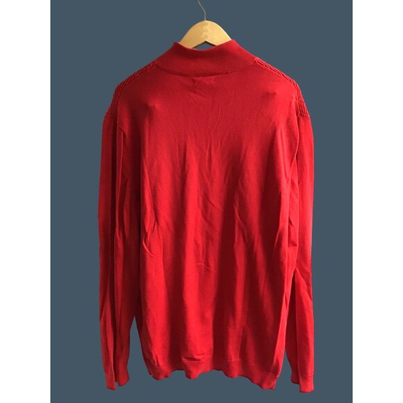 ALFANI-MEN RED UPPER ZIPPER CLOSURE LONG SLEEVE 100% COTTON SWEATER SIZE X-LARGE - Picture 2 of 6